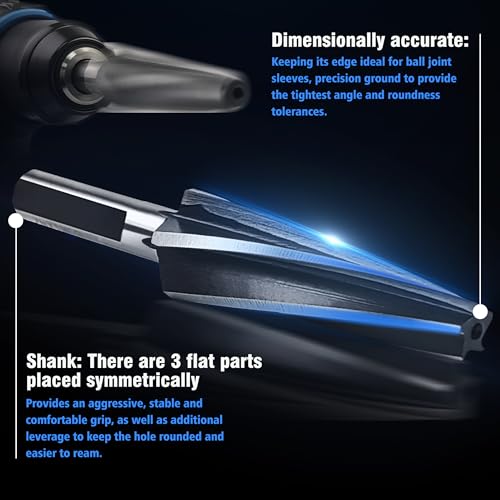 10 Degree Ball Joint Tapered Reamer, Tapered Ball Joint Reamer for 1-1/2" Per Foot Taper, for Fitting Ball Joints and Tie Rod Ends, Made of 6542 High-Speed Tool Steel (10 Degree) - size: 10 Degree