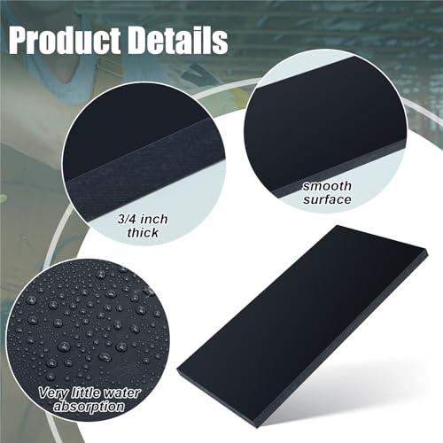 2 Pcs 3/4" Thick HDPE Plastic Sheets Thick Hard HDPE Polyethylene Sheet