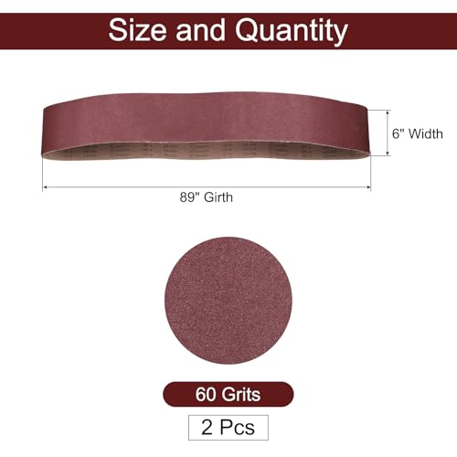 uxcell 2pcs 6" x 89" Sanding Belts 60 Grits Aluminum Oxide - size: 60 Grits