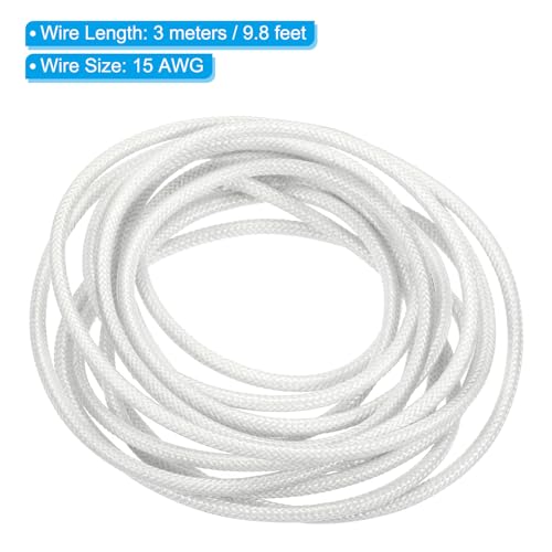 PATIKIL 9.8Ft 15AWG Electronic Wire, -30 to 200 Degrees Celsius Insulated High Temperature Resistant Electrical Flexible Silicone Cable for Lamp Boiler Heater, White - color: White, size: 15AWG