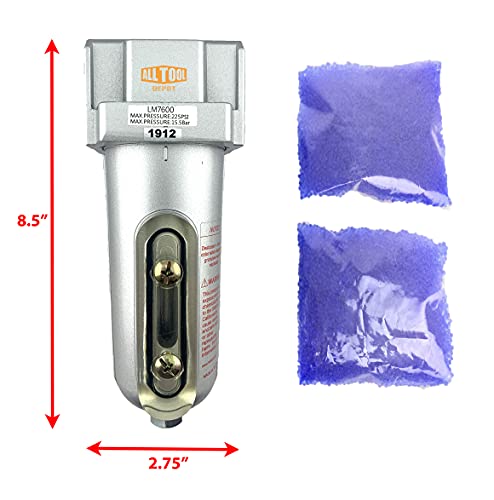 1/2" NPT Heavy Duty Compressed Air In Line Filter Desiccant Dryer Moisture Water Separator - color: 140 Cfm, 225 Psi (Heavy Duty), size: 1/2" NPT