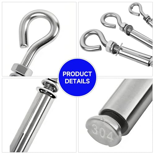 M8 Eye Bolts 5/16" x 4-3/16" Concrete Anchors 5-Pack - size: Q-HOOK-M8-5PC