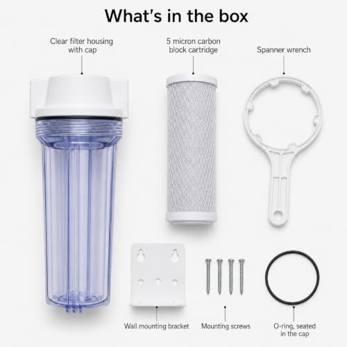 CFS Water Filter Housing Kit, 10 x 2.5 in, 1/4 in NPT, Carbon Block - size: 10 x 2.5 in, 1/4 in NPT