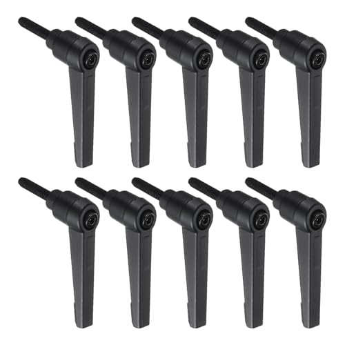 uxcell 10pcs Lever Adjustable Handles M5 x 20mm Metric Male Thread, Level Clamping Handle Hand Stud Knobs Rotating Screw Handles Bolts with Locking Lever, Black - size: M5 x 20mm