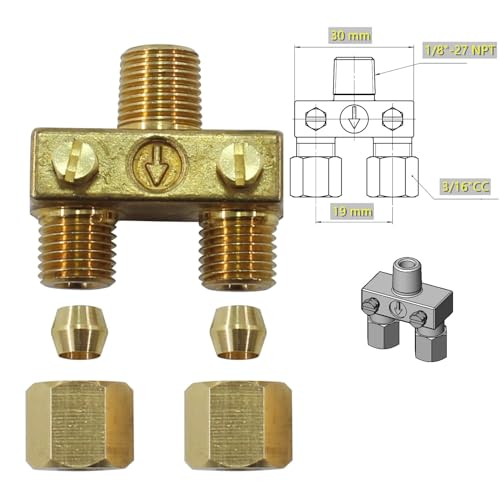 3/16" OD x 25.6" Bendable Copper Pilot Tube 2 Way w/ 2065641 Pilot Valve - color: 3/16" x 20" Copper Range Pilot Tube with Double Valve