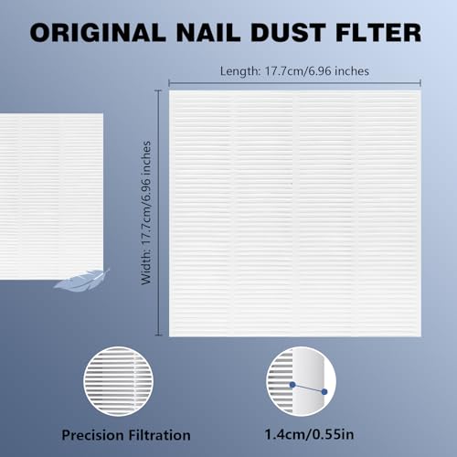 2-Pack Replacement Nail Dust Collector Filters, Square