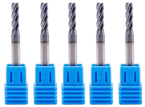 BestParts 5Pcs 5/32" 4 Flute Solid Carbide Square End Mill, AlTiN Coated - size: 5/32 in