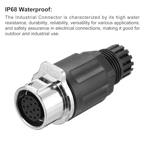 MECCANIXITY LP20 14 Pin Waterproof Connector, IP68 Circular Connectors Male Female Aviation Plug Fast Locking, M20 Wire Plug for Outdoor Electrical (250V, 5A)