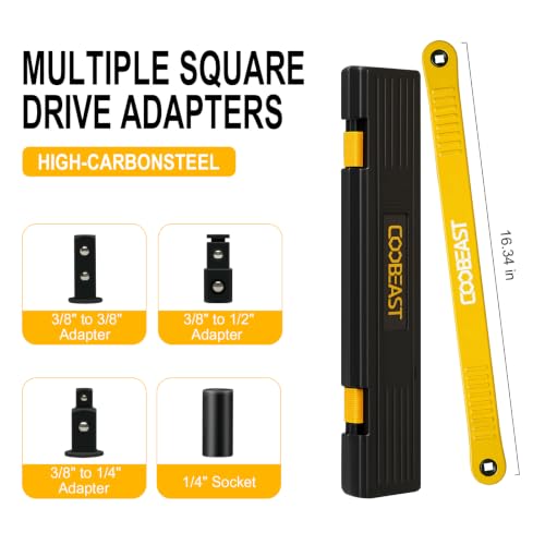 3/8 inch Pro Offset Extension Wrench Impact Wrench Extender Tool Socket Set - color: Yellow, size: 16.34inch