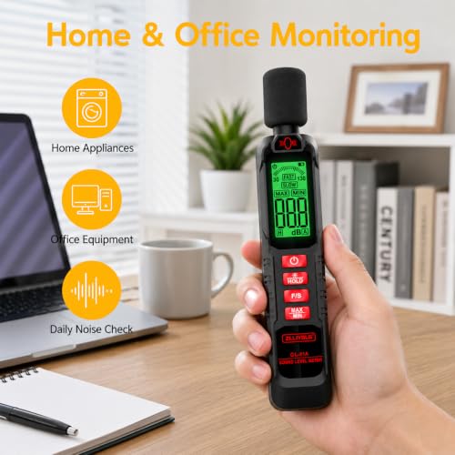GL81A Digital Sound Level Meter,30‑130dB A‑Weighted SPL Tester-BLACK - color: Black