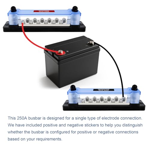 LENKRAD 250 Amp Power Distribution Block 12V Marine Negative Buss Bar - color: 250A - 2 Posts + 12 Screws