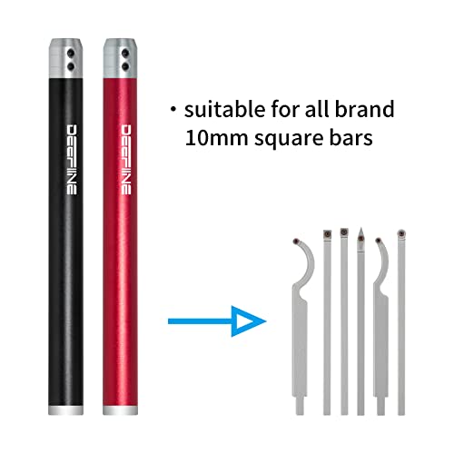 2PCS Carbide Wood Lathe Truning Tools Grip Handle, Accept 10mm Square Turning Tool bar (Black and red)