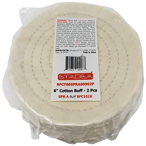 BFC101K Buffing Polishing Wheels for Bench Grinder 6 Inch | Pro Grade Extra Thick (90 Ply) White Super Soft Cloth - Pack of 2