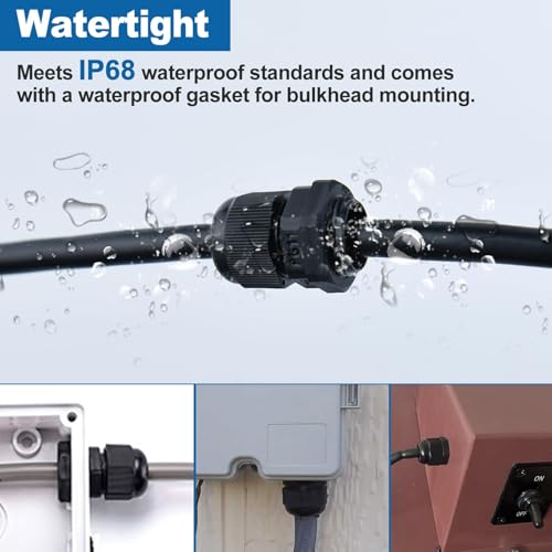 50Pcs Cable Gland Waterproof 3-16 mm Nylon Cable Gland PG7 PG9 PG11 PG13.5 PG16 PG19 Cable Gland Connectors Plastic Waterproof Adjustable Connector Black Cord Grip