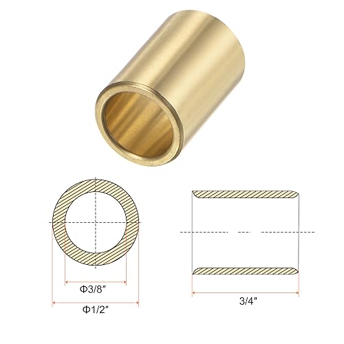 HARFINGTON 2pcs Sleeve Bearings 3/8" Bore 1/2" OD 3/4" Length Wrapped Oilless Bushing Brass Alloy for Transmission Conveyor Systems - size: 3/8" x 1/2" x 3/4"