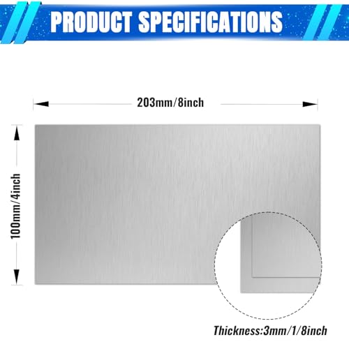 3mm Stainless Steel Sheet 4x8 Inch, 430 Magnetic Stainless Steel Plate, 11 Gauge Metal Sheet for Wall, DIY, Crafts, Jewelry, Electrical Repair (2 Pack) - size: 4" x 8"-11 Gauge(3mm)