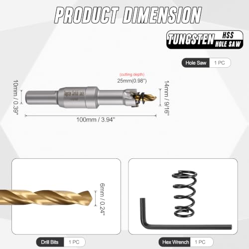 9/16" 14mm Hole Saw Tungsten Carbide TCT Hole Cutter W/Drill Bit - size: 14mm (9/16")