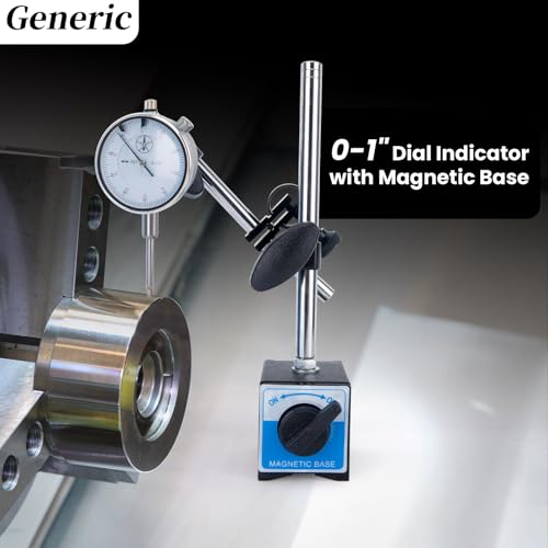 Dial Indicator with Magnetic Base 0-1.0" Precision Gauge, 0.001" Accuracy, Magnetic Dial Indicator Kit with Fine Adjustment for Machining, Maintenance, Inspection, DIY, Auto Repair (Blue, SAE 0-1")