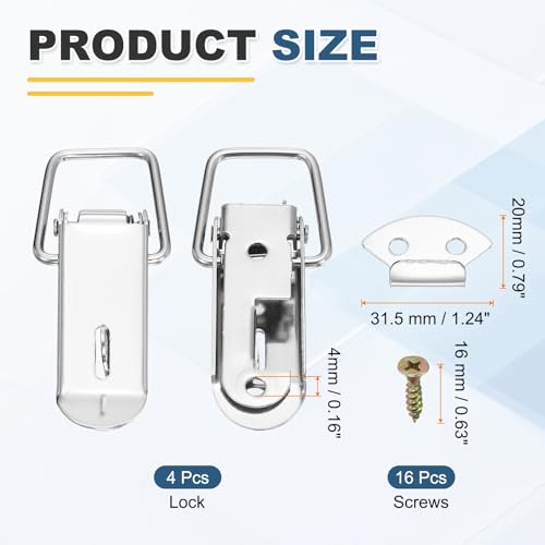 HARFINGTON 4 Pcs 0.8" (Overall Length:3.54") Spring Loaded Toggle Latch - size: 3.54"