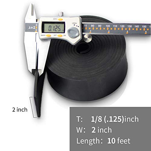 DOBTIM Neoprene Rubber Strips 1/8 (.125)" Thick X 2" Wide X 10'Long, Solid Rubber Rolls Use for Gaskets DIY Material, Supports, Leveling, Sealing, Bumpers, Protection, Abrasion, Flooring, Black - size: 2" X 10', style: .125" thick (No Adhesive)