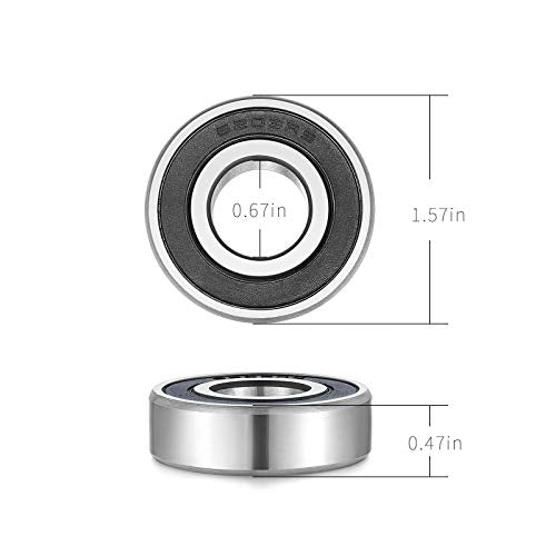 6203-2RS Double-Rubber Sealed Greased Ball-Bearings - 17x40x12mm, 2 Pcs, Widely Used in Garden Machinery, Outdoor Vehicles, Construction Machinery