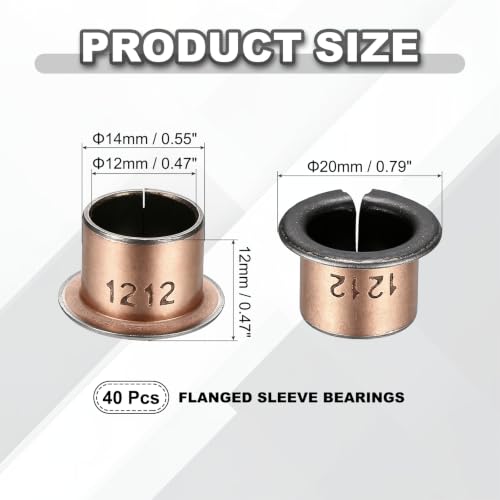 uxcell 40Pcs Flanged Sleeve Bearing, 12mm Bore x 14mm OD x 12mm Length - size: 12×14×12mm