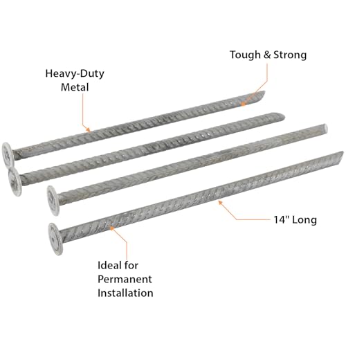 SmartSign Rebar Spikes - Pack of 40, Length 14", Diameter 1/2", Heavy Duty Metal Rebar Stakes for 6ft Parking Curbs/Wheel Stop/Speed Bump, Silver - color: 7. Rebar Spikes-Pack of 40