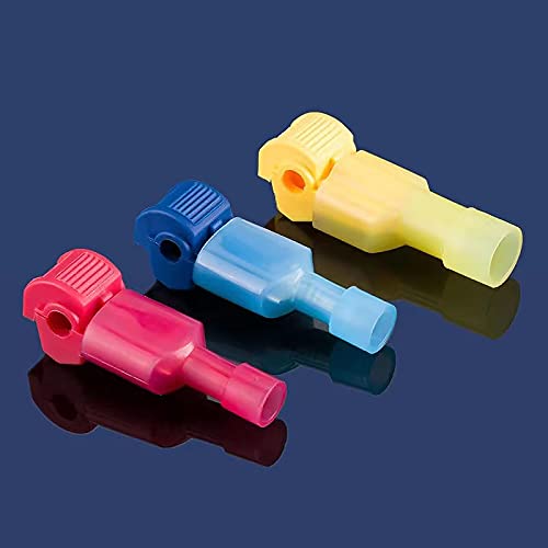 Vrupin 120 PCS T Wire Connectors - Blue 18-14AWG Waterproof Wire Taps, T Taps for Automotive, Self Stripping Quick T Splice Electrical Wire Connectors Terminals Kit - color: Blue 120