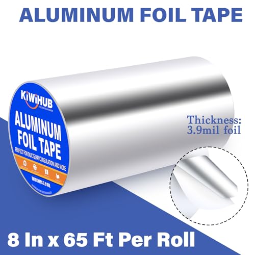Aluminum Foil Tape, 8in x 65ft 3.9Mil, Heavy Duty HVAC Tape - size: 8 inch x 65ft