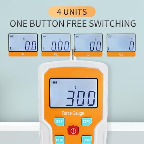 Digital Force Gauge Push and Pull Meter Dynamometer Tension Pressure Tester Thrust Meter Compression Load Plug Force Destructive Tests 300N/30kg/65lbf/1080Oz - size: 65LB 300N