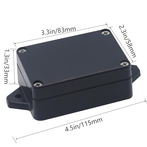 Junction Box IP65 Waterproof ABS Plastic Electrical Project Case Power Junction Boxes, Project Box with Fixed Ear Black 3.3 x 2.3 x 1.3Inch (83 x 58 x 33mm) - color: Fixed Ear Design, size: 3.3”x2.3”x1.3”