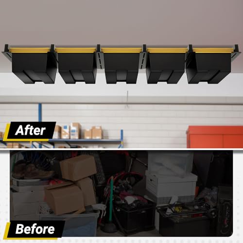 5-bin Overhead Garage Storage Rack, Ceiling Storage Racks - size: for 5 Bins