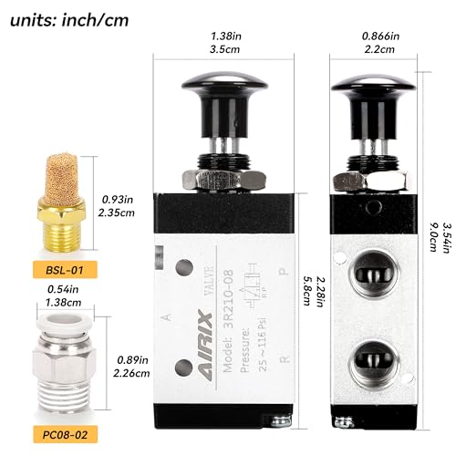 1/4" NPT Manual Control Valve 3R210-08, 3-Port 2-Position Hand Valve - size: 1/4'' NPT, style: 3 Way 2 Position