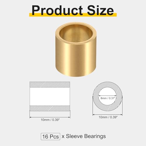 uxcell 16Pcs Sleeve Bearings, 8mm Bore x 10mm OD x 10mm Length - size: 8mm Bore x 10mm OD x 10mm Length