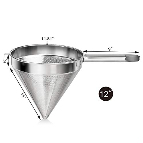 New Star Foodservice 34127 18/8 Stainless Steel China Cap Strainer, 10-Inch, Fine Mesh