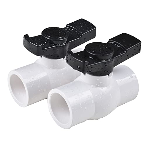 2Pcs 1" PVC Ball Valve, Shut-Off Valve with Easy to rotate and Excellent Handle, Rated at 150 PSI - size: 1 Inch (1")