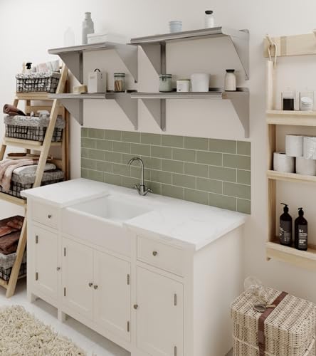 AmGood 12 in. Deep x 24 in. Wide Stainless Steel Wall Mount Shelf with Backsplash - Small Appliance & Tool Storage | NSF 18-Gauge 430, Holds 205 lbs | Bullnose Edge, Brackets Included - size: 12 in. x 24 in.