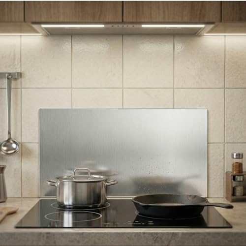 32" x 16" Stainless Steel Backsplash Panel Hand Dryer Splash Guard Wall Backsplash Protector with Ultra Strength Adhesive for Bathroom, Kitchen, Stovetop - size: 32" x 16"