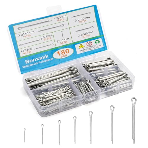180 Pcs Cotter Pins Assortment Kit, 7 Sizes
