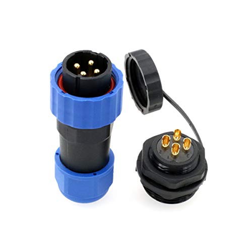 SD20 Waterproof Aviation Circular Plastic 25A Connector for Outdoor Power System LED Lighting (4 pin, Male Plug and Female Panel Socket) - color: Male Plug and Female Panel Socket, size: 4 pin