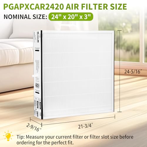 PGAPXCAR2420 Air Filter 2 Pack, MERV 16 Furnace Filter Replacement for Carrier & Bryant PGAPXCAR2420/AGAPXCAR2420 Air Purifier Cabinet Filter, 24x20x3 AC Filter, Actual Size 24 5/16 x 21 3/4 x 2 9/16 - size: 24x20x3