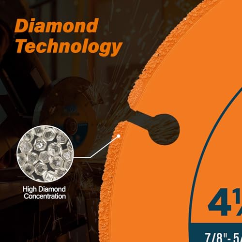 4 1/2" Cut Off Wheels, Diamond Cutting 5/8"-7/8" Arbor (2Pcs) - style: 4.5inch/2pcs