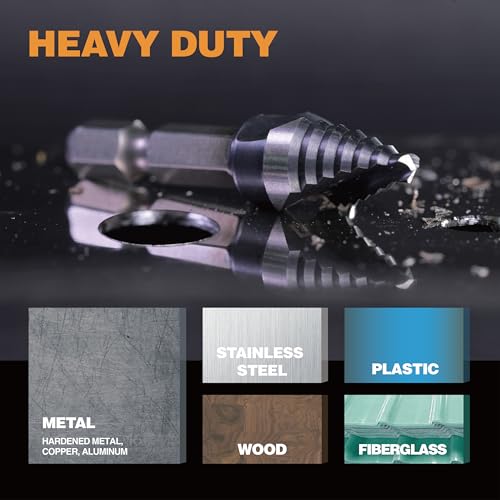 1/2" Single Size M35 Step Drill Bit Unibit for Hole Drilling - size: Single Size 1/2" (2 Flutes)