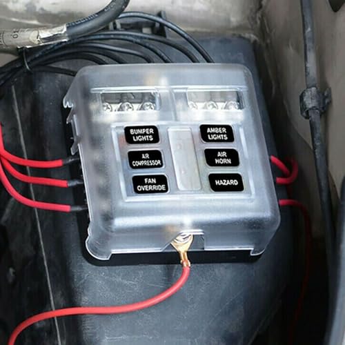 6 Way 12V Fuse Box Waterproof Fuse Box Holder with LED Indicator