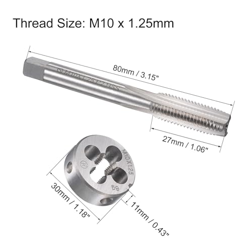 M10x1.25mm Metric Tap and Die Set,Machine Thread Screw Tap with Round Threading Die,Tap & Die Kit for Nut Screw Bolt Thread Repair - size: M10x1.25mm