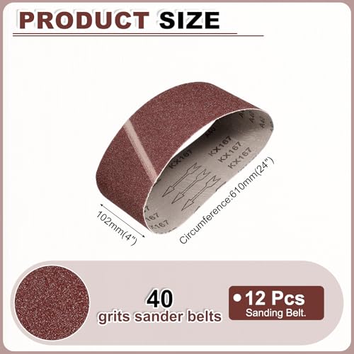 HARFINGTON 4 x 24 Inch Sanding Belts, 12 Pcs 40 Grits Aluminum Oxide Abrasive Belt Sander File Belt for Woodworking, Metal Polishing, Knife Sharpener - size: 4 x 24 Inch(40 Grit)