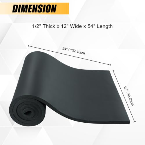 1/2" T x 12" W x 54" L Neoprene Sponge Foam Rubber Without Adhesive - size: 1/2" Thick x 12" Wide x 54" Length