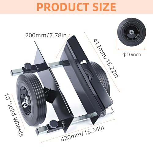 Heavy Duty Panel Dolly,10" Rubber Wheels Adjustable Drywall Cart - color: Black