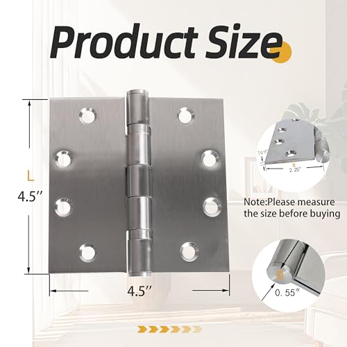 4.5 inch X 4.5 inch Silvery Heavy Duty Commercial Door Hinge - color: Silver, size: 4.5inch X 4.5inch