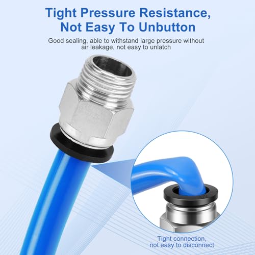 CNAODUN 12 Pcs Push to Connect Fittings 1/2 Inch Tube OD x 3/8 Inch NPT Thread Pneumatic Male Straight and Elbow Quick Connect Air line fittings - size: 1/2"OD x 3/8"NPT